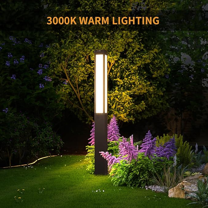Landscape Path Light, 71" Modern Outdoor LED Luxury Bollard Lighting with IP54 Waterproof for Lawn Courtyard Driveway Pathway Decoration