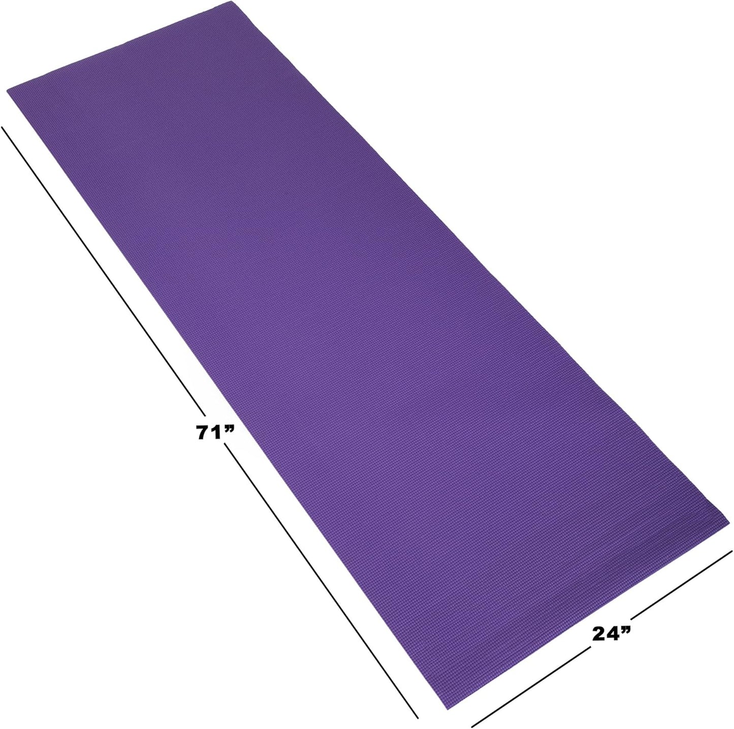 Yoga Mat - Thick Double-Sided Foam Gym and Workout Equipment - Padded Fitness Surface for Pilates with Carrying Strap by Wakeman (Purple)