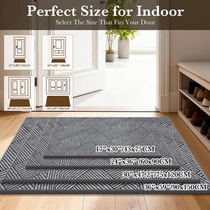 Naoloture Indoor Door Mat 24"x36", Low-Profile Welcome Front Door Mat Indoor Entrance, Non Slip Rubber Backing Inside Doormat Washable Entryway Dirt Resistant & Absorbent 2x3 Entry Mat, Light-Gray