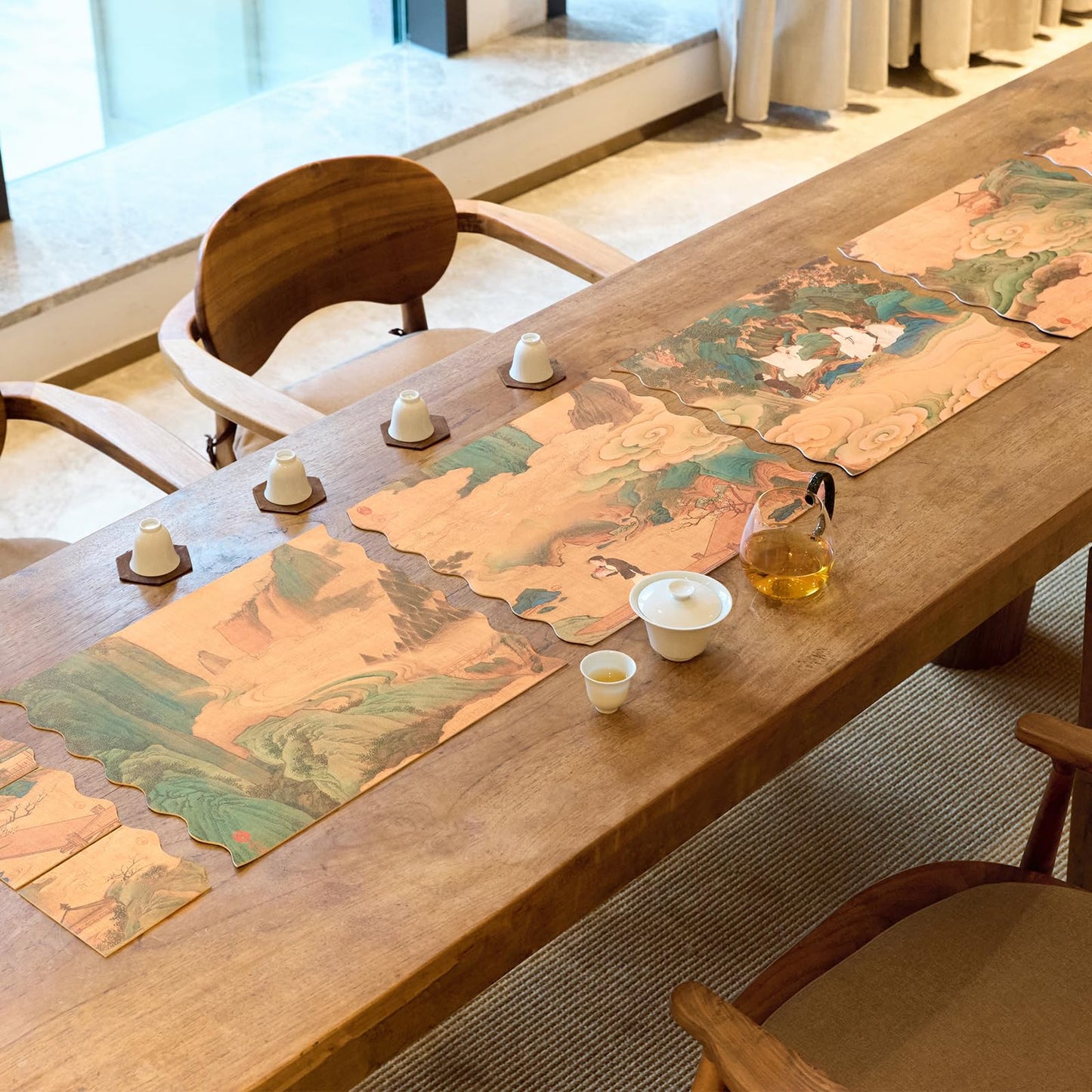 HONGSAM iqipa Faux Leather Table Runner for Dining Table Decorative Leather Table Runners Coffee Table Cloth Waterproof Runner Table Faux Leather Placemats Set and Coasters Table Protector Decor