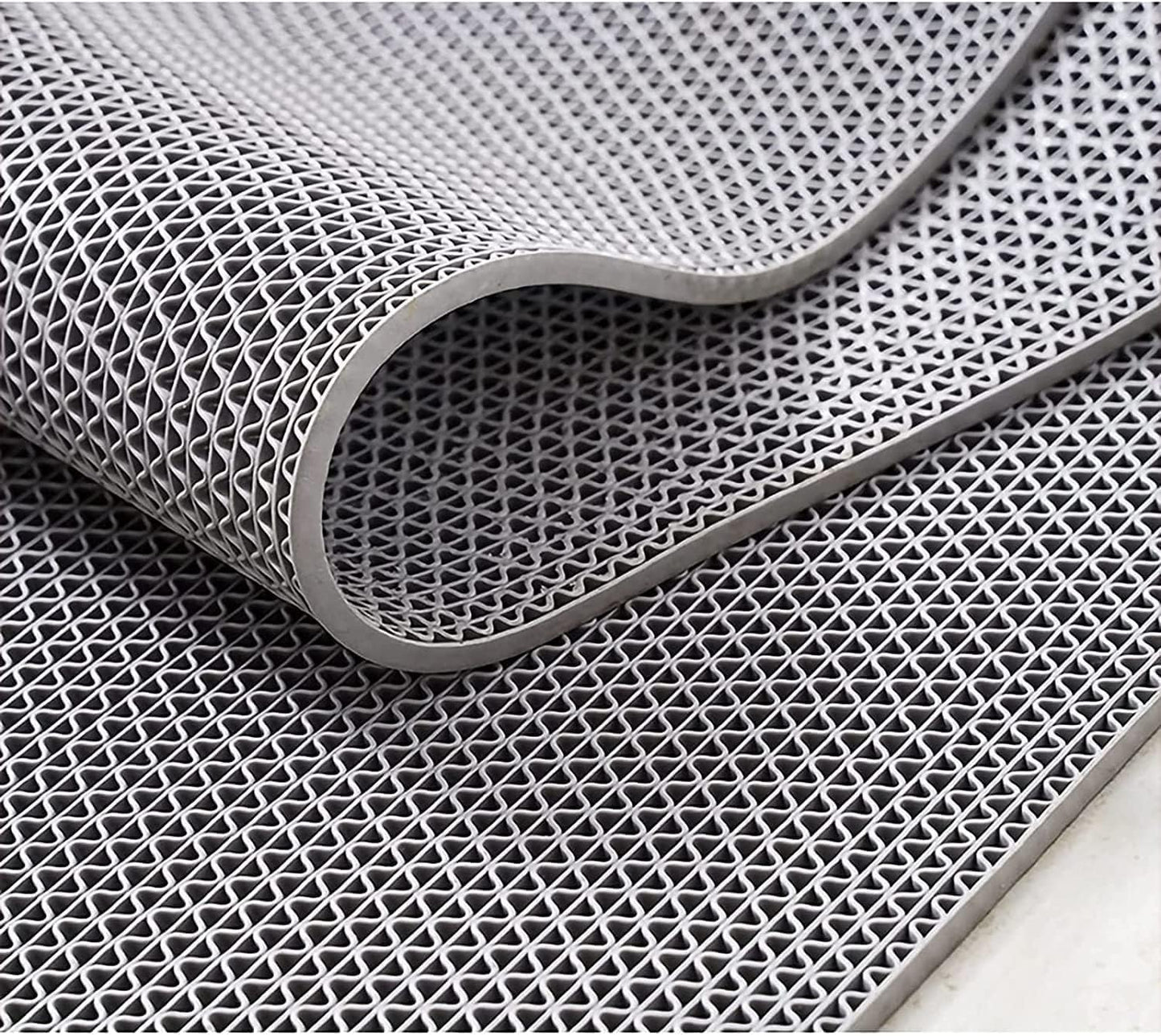 4x10 Ft Non Slip Drainage Floor Mats, 0.22'' Thick PVC Mesh Hollow Drainage Mat, Bathroom Pool Floor Mat for Garage Basement Restaurant Swimming Pool Bath Shower Wet Area (Gray)