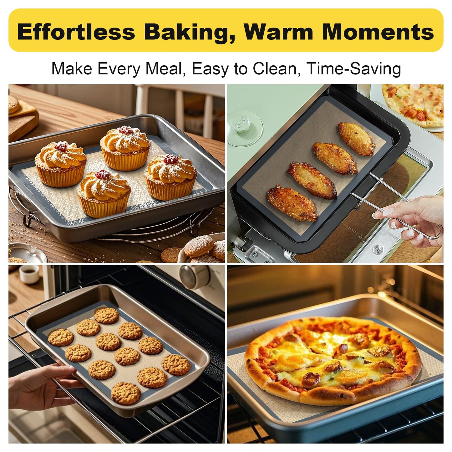 Silicone Baking Mat, 16.5" x 11.6" Silicone Cookie Sheets for Baking, Reusable Baking Mat, Non-Stick Reusable, Food Safe, Dark Gray Oven Baking Sheet for Making Cookies Macaroons Bread 1 Pack