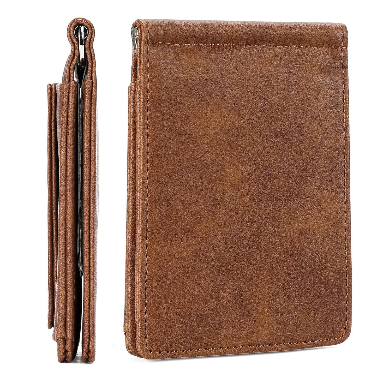 LOUEBICA Slim Wallets for Men with Money Clip RFID Blocking Front Pocket Wallet Thin Bifold Card Holder Wallet with Coin Pocket