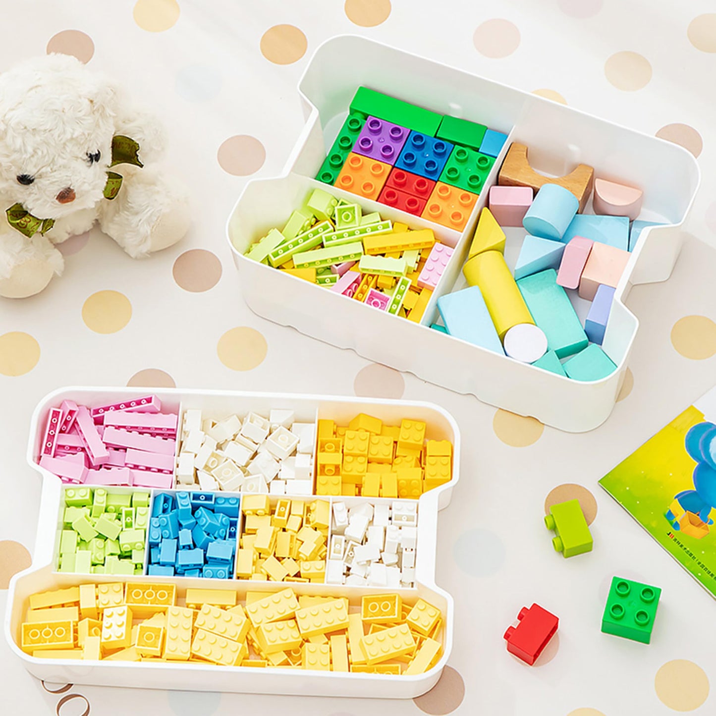 ihomecooker 13 QT Plastic Storage Box with Removable Tray Craft Organizers and Storage Clear Storage Container with lid for Arts & Crafts, Playdoh, Beads, Crayons