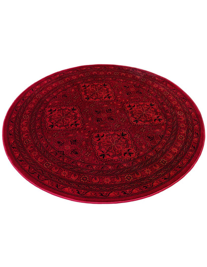 Rugs.com Bokhara Collection Rug – 5 Ft Round Red Medium-Pile Rug Perfect for Kitchens, Dining Rooms