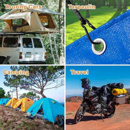 BEXSLE 8 Pcs 24in Bungee Cords with Carabiner Hooks Heavy Duty, Outdoor Black Bungee Straps, Strong Industrial Grade Elastic Bungee Rope for Securing Tarps, Luggage, Tents，Bikes or Garden Tidying