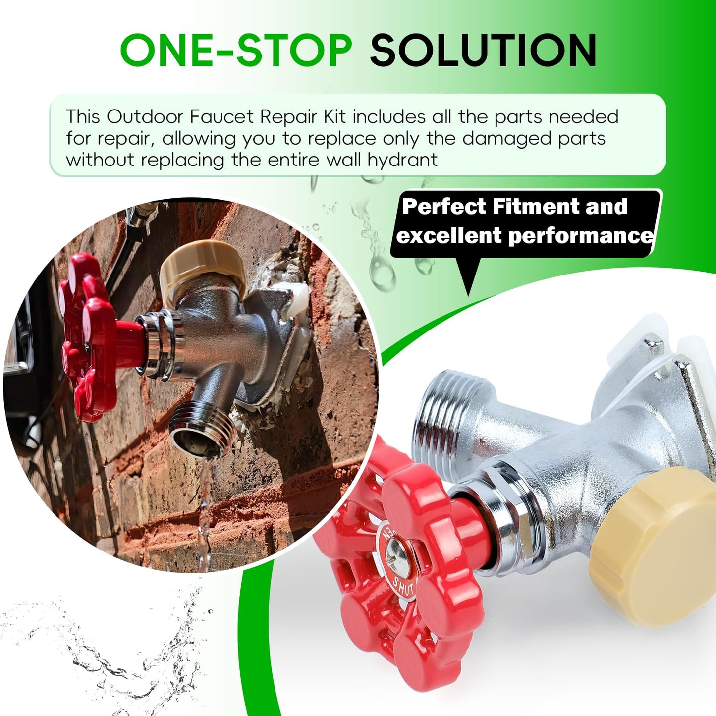 2-Pack Universal Outdoor Faucet Repair Kit with VACVBKX1B Vacuum Breaker Kit, Anti-Siphon Frost-Free Hose Bib Sillcock Valve Replacement, Wall Hydrant Complete Replacement Kit