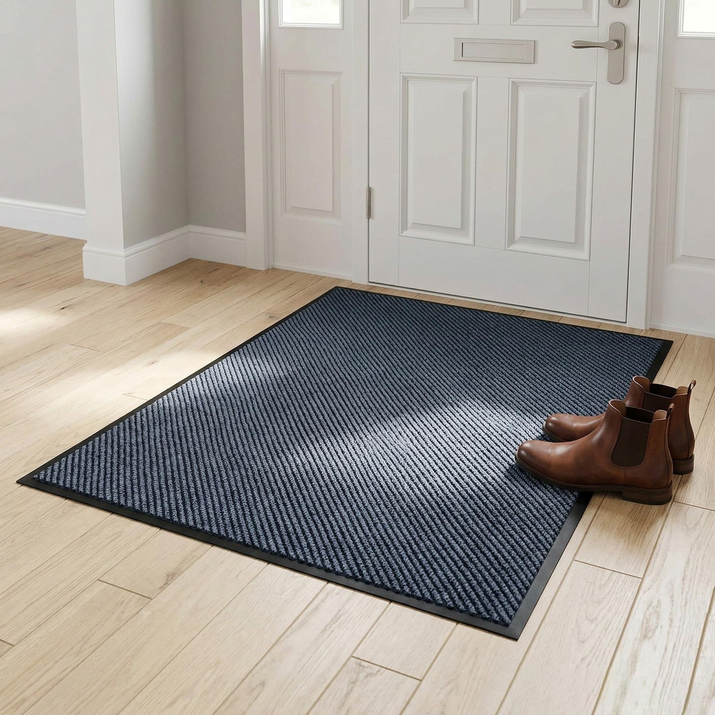 Heavy Duty Doormat for High Traffic Entryways All Weather Door Floor Mat with Ultra Grip PVC Backing Non Slip Welcome Mat for Patio, Entry, Indoor Outdoor Cold Gray 48x96 Inch