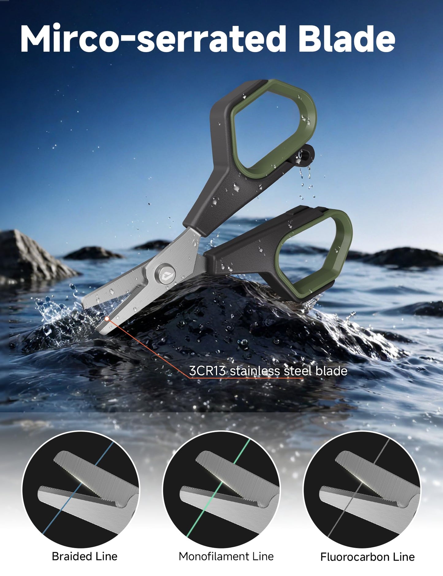 Pullther fishing 2pc Fishing Scissors,3.9" Stainless Steel Fishing Line Cutter for Fishing Braided Line,Non-Slip Grip Small Fishing Scissors for Saltwater
