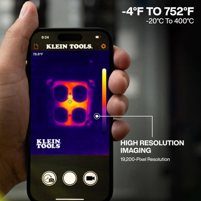 Klein Tools TI223 Mobile Thermal Imaging Camera, Thermal Imager for iOS and Android, 19,200 Pixels, Wide Temperature Range of -4 to 752-Degree Fahrenheit, Professional Infrared Camera