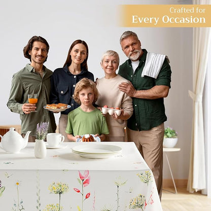 Maison d' Hermine Table Cloth Rectangle Table 100% Cotton 70 x 140 Inches Tablecloth Reusable Decorative for Dining Room, Farmhouse, Home, Party, Festive & Wedding Spring Summer - Botanical Fresh