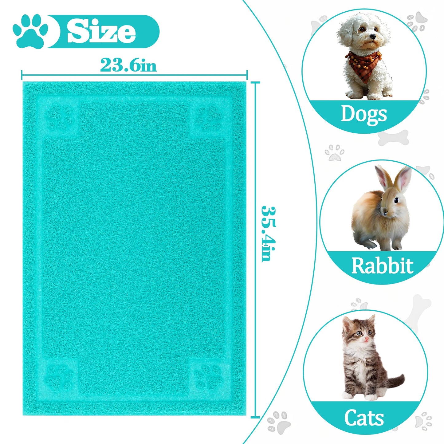 Darkyazi Pet Feeding Mat Large for Dogs and Cats,24"×36" Flexible and Easy to Clean Feeding Mat,Best for Non Slip Waterproof Feeding Mat (Lake Blue)