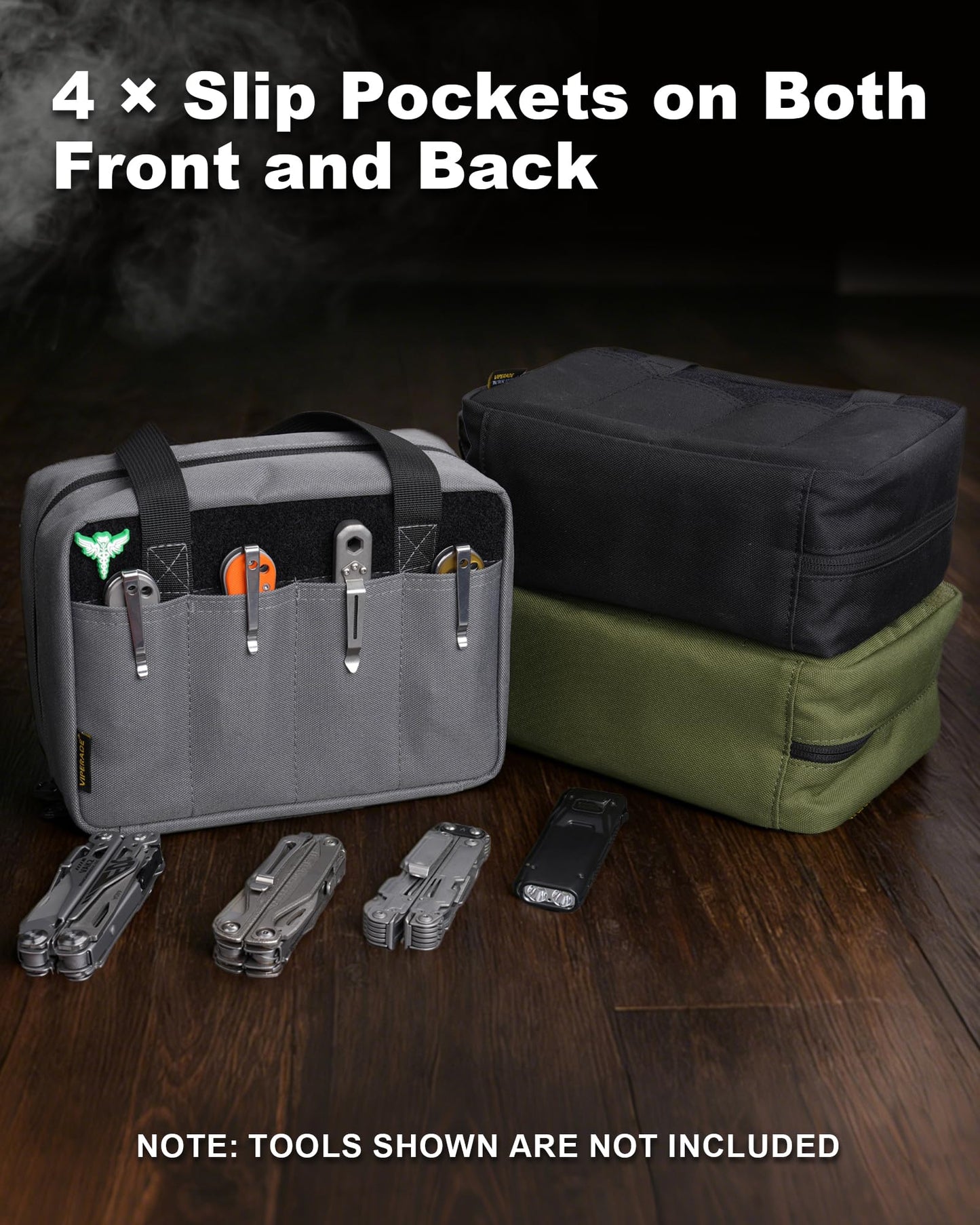 VIPERADE VE40 Knife Display Case with 40 Slots, Folding Knives Storage Holder, Knife Collection Carrier Bag for Folding Knives Flashlights Multitools