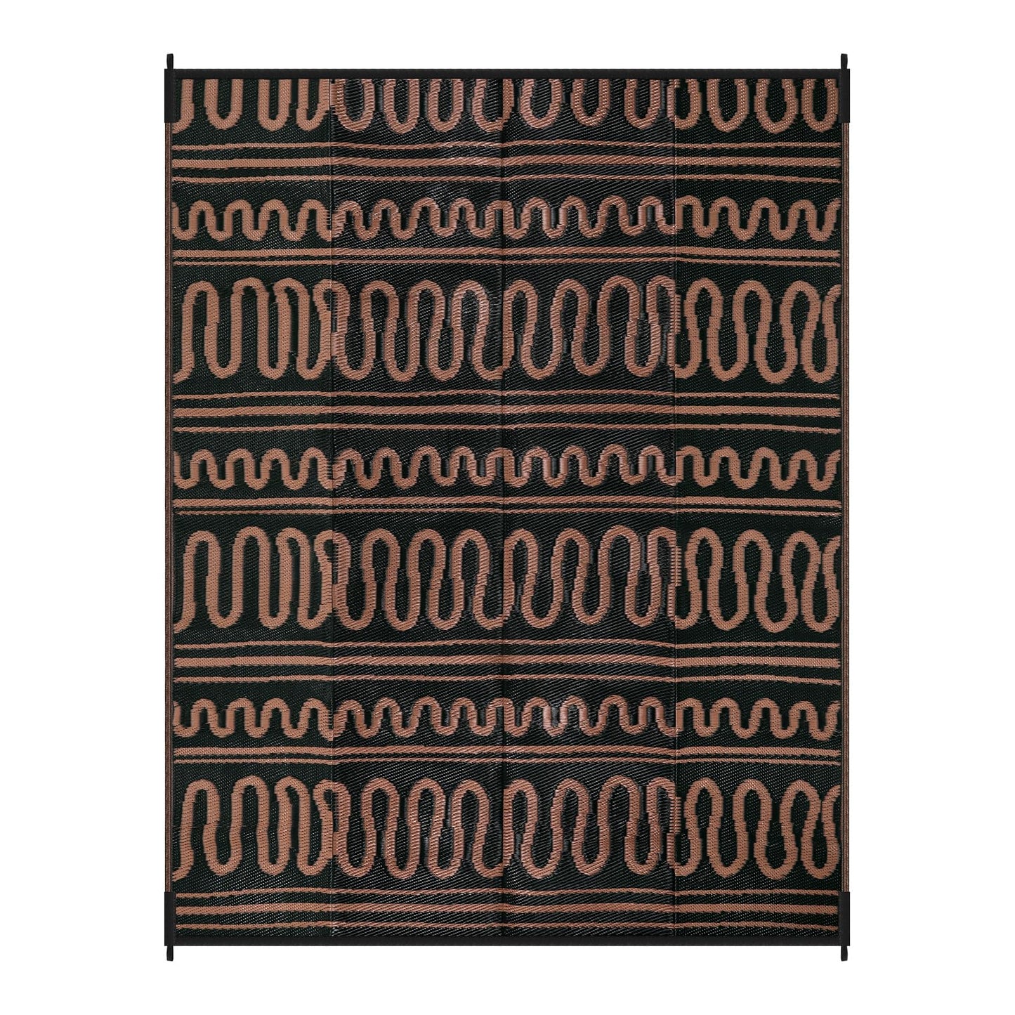 Beeiva Outdoor Rug 8x10 Waterproof for Patio, Reversible Plastic Straw Rug for Deck, Backyard, RV Camping, Black Brown