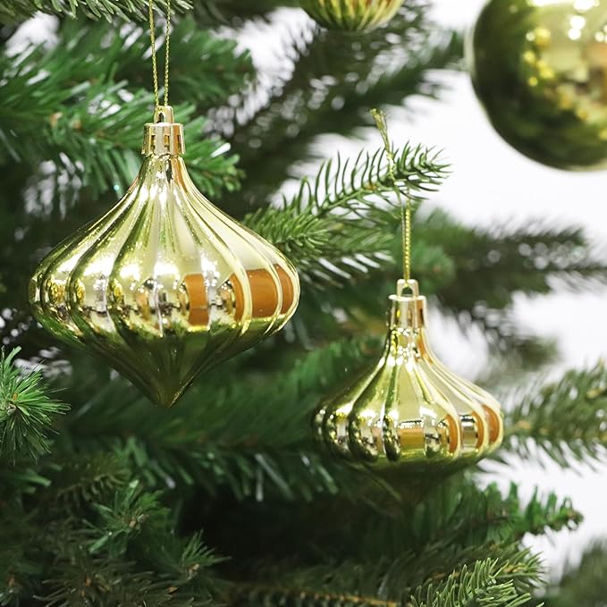 Christmas Ornaments Set with 36pcs Shatterproof Christmas Tree Decorations Multi-Size Christmas Ball Ornaments with 7 Styles Gold