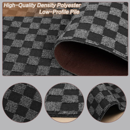 2' x 6' Runner Rugs with Rubber Backing, Indoor Outdoor Utility Carpet Runner Rugs, Checkered Gray, Can Be Used as Aisle for The RV and Boat, Laundry Room and Balcony