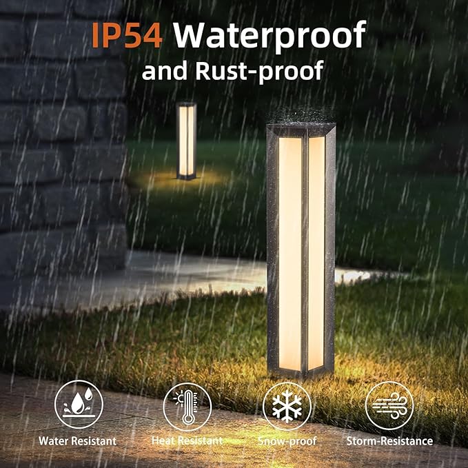 Outdoor Pathway Lights Wired, 31.5" Bollard Lights, Modern 3000K Landscape Path Lighting, Commercial LED Driveway Light, Waterproof Floor Lamp for Outside Patio Garden Yard Walkway Sideway