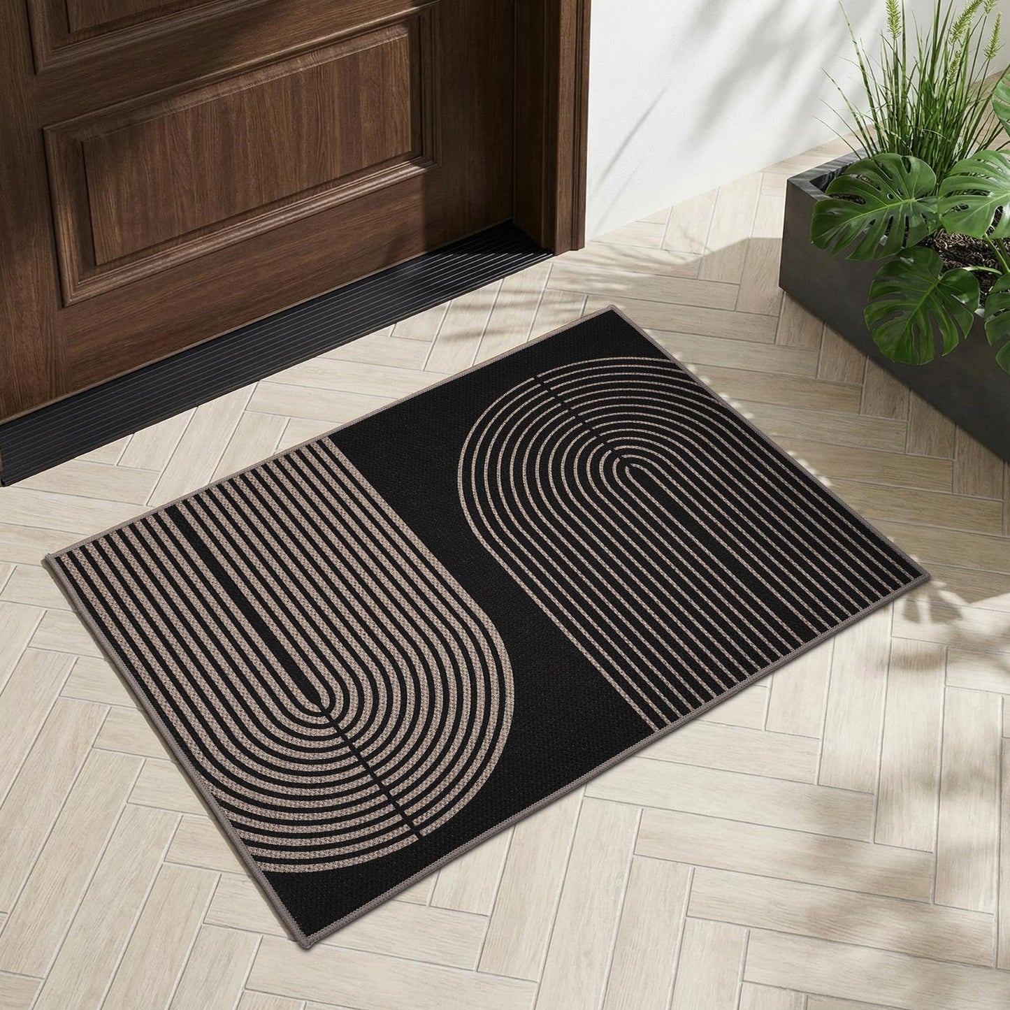 GarveeHome Modern Rainbow Easy Jute Rug, 2x3 Entryway Rug Indoor Outdoor Front Door Mat Neutral Non Slip Non Shedding Washable Farmhouse Kitchen Mat