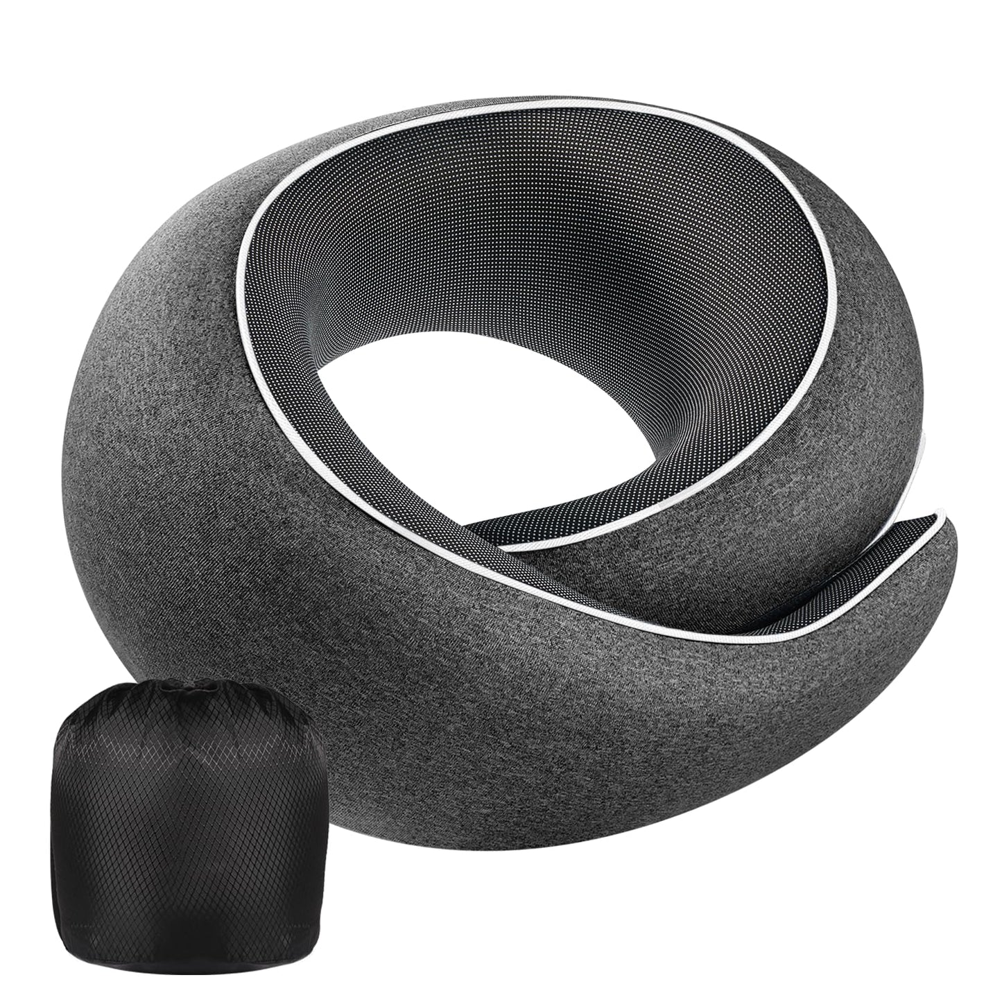 Neck Pillow Airplane,100% Pure Memory FoamTravel Neck Pillow Travel Neck Support Ergonomic &Portable Design Best for Sleeping Plane Car Train Office Flight (Small Grey)