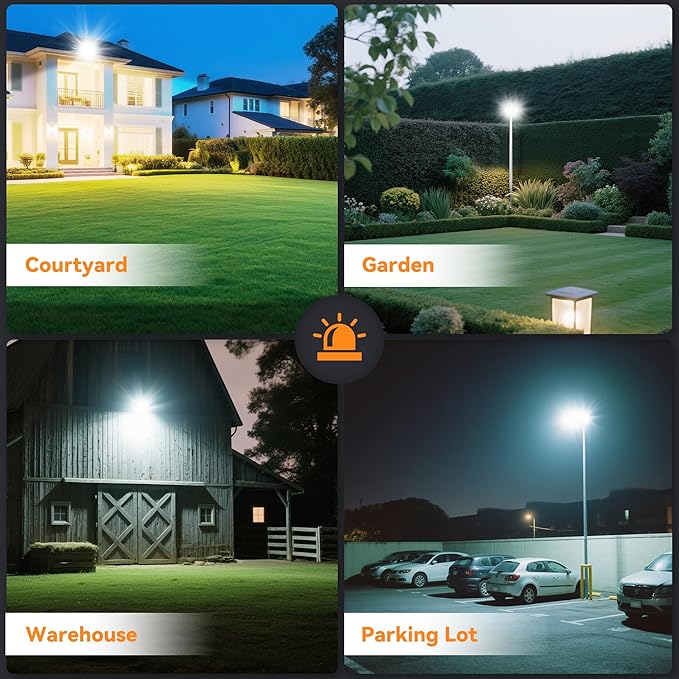 300W LED Outdoor Flood Light, 30000LM Super Bright Stadium Light, 6000K Daylight White, IP66 Waterproof 3 Heads Adjustable Outdoor Floodlights for Backyard, Court, Garden