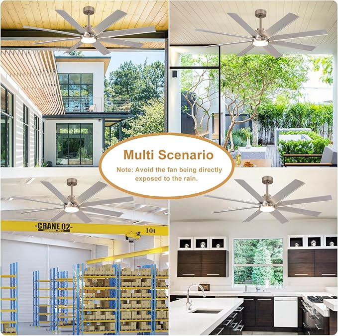 Depuley 72" Large Ceiling Fans with Light and Remote, DC Motor Ceiling Fans with Quiet Reversible Noiseless for Patios Living Room Farmhouse Garage Shop Factory Living Room, Nickel