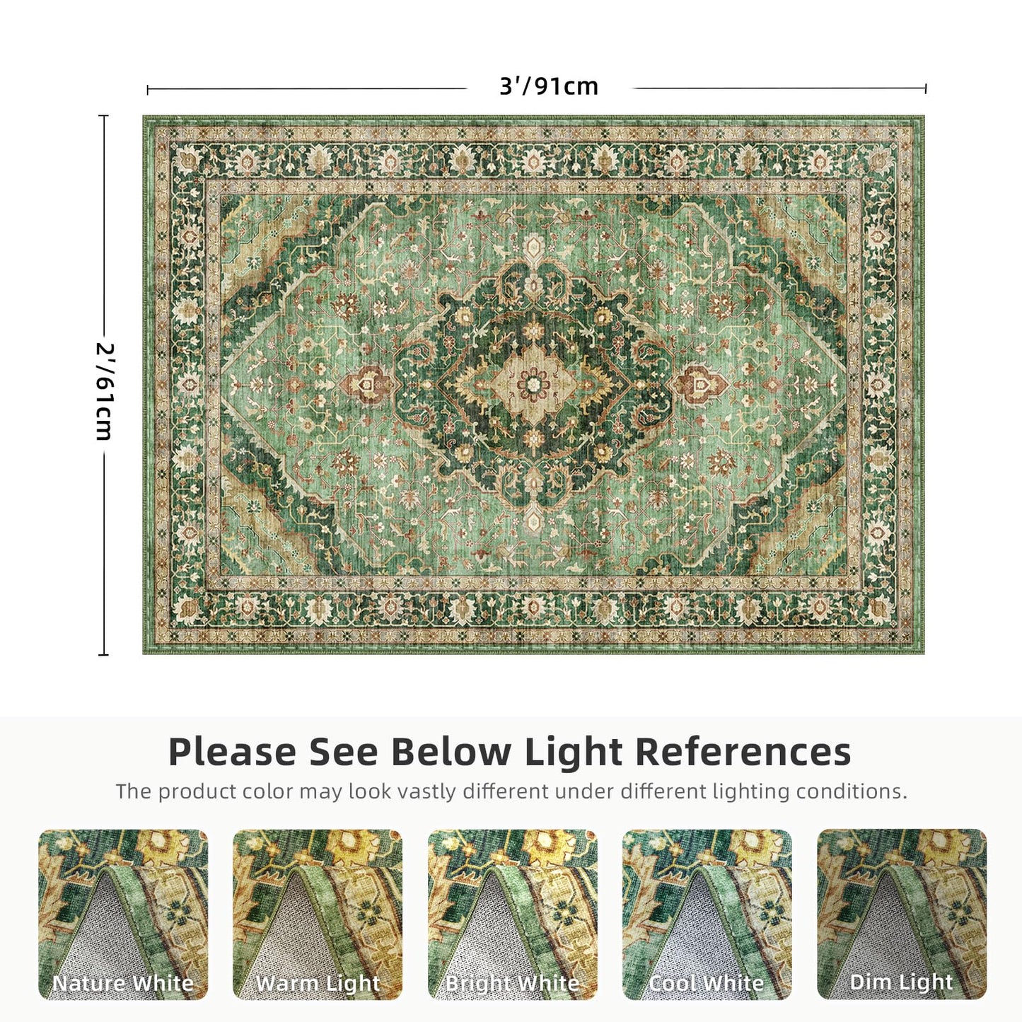Green Area Rug Entryway Rugs for Bedroom Bathroom Kitchen - 2x3 Small Soft Rugs Low Pile Keep Off Rug Carpet Washable Rug Oriental Indoor Boho Area Rug Cute 2x3ft