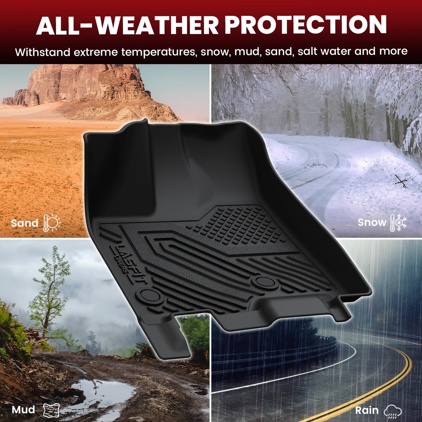 LASFIT Floor Mats & Cargo Liner for Toyota Sienna 7 Seat 2013-2020 (Not Fit Sliding Center Console) All Weather TPE Custom Fit Floor Liners & Trunk Mat for Sienna 7 Seat Full Set Mats Accessories