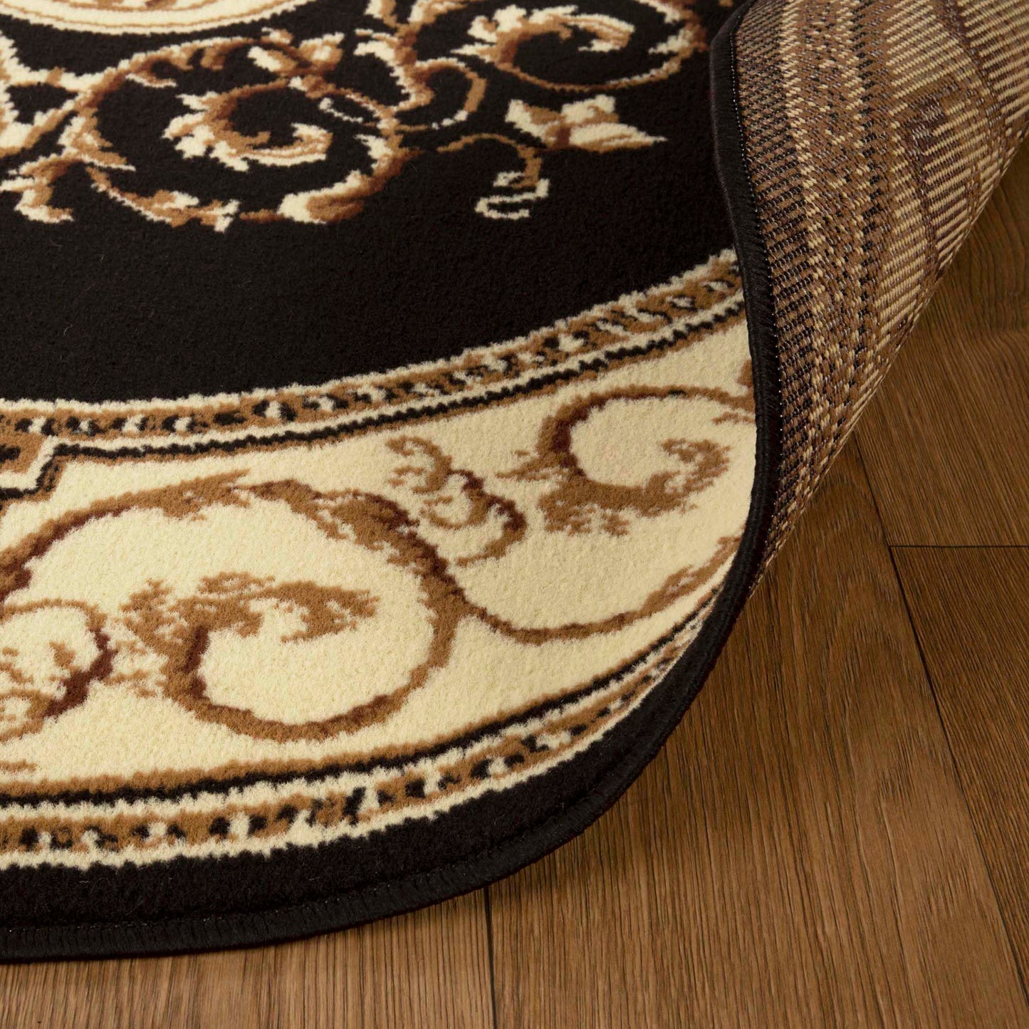 Superior Indoor Area Rug, Jute Backing, Plush Floral Rugs for Entryway, Living Room, Kitchen Floors, Bedroom, Office Floor Cover, Medallion Rugs, Elegant Medallion Collection, 5' Round, Coffee