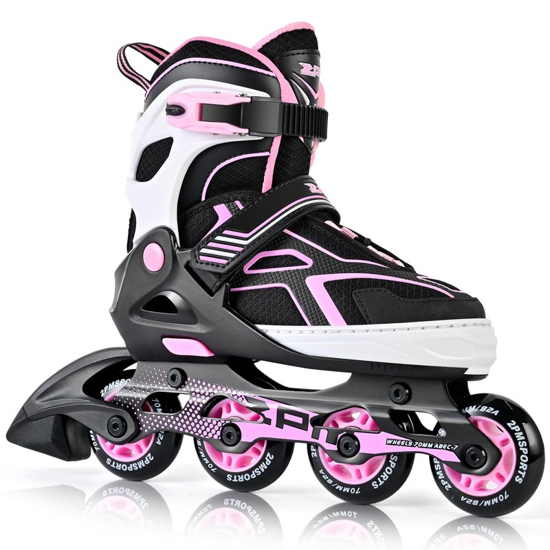 2PM SPORTS Torinx Green Boys Adjustable Inline Skates, Fun Beginner Roller Skates for Kids, Youth, Girls, Men and Women (Purple, Medium - Big Kid (1-4 US))