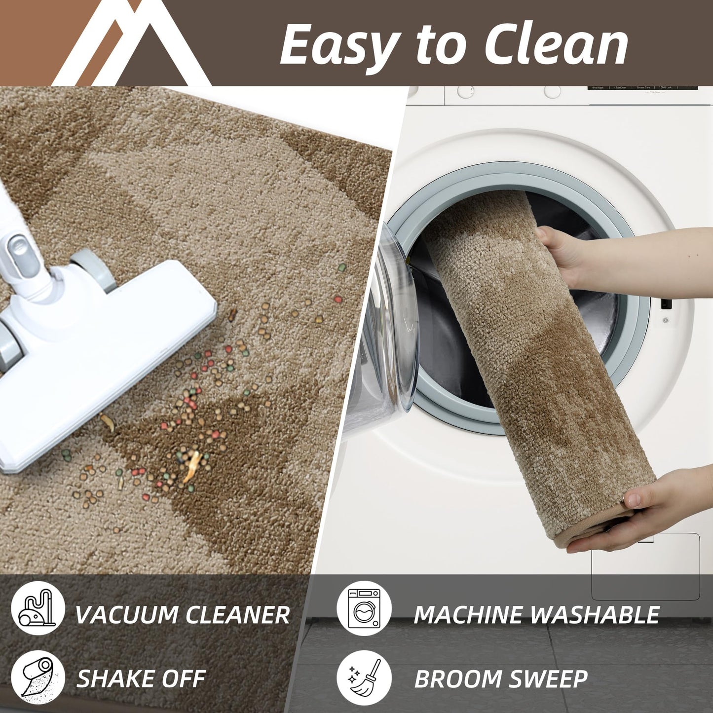 COSY HOMEER Entryway Rugs Doormat 20"x32", Non-Slip Absorbent Polyester, Washable Rugs for Front Door, Dirty Paws & High Traffic Areas, Beige