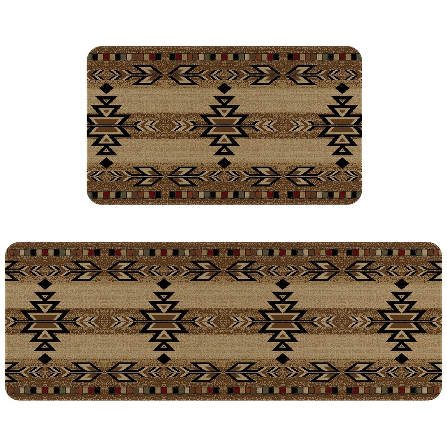 Eikunn Western Kitchen Rugs and Mats Set of 2,Boho Farmhouse Rustic Country Kitchen Mat for Floor, Non Skid Waterproof Kitchen Sink Mats Western Room Decor Doormat+Runner Rug