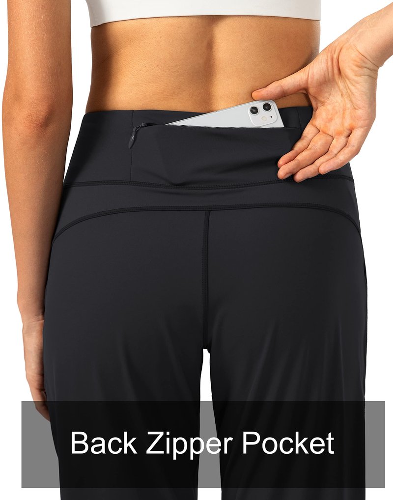 Soothfeel Women's Joggers with Zipper Pockets High Waisted Athletic Workout Yoga Pants Joggers for Women Black