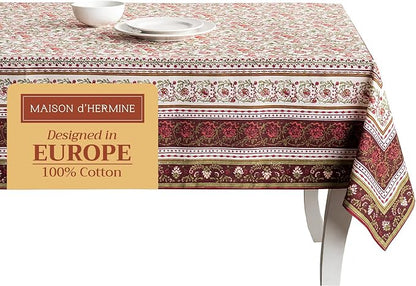 Maison d' Hermine Table Cloth Rectangle Table 100% Cotton 60 x 108 Inches Fall Tablecloth Reusable Everyday Use for Thanksgiving Christmas Decorations Dining Farmhouse Party (Reveillon Au Jardin)
