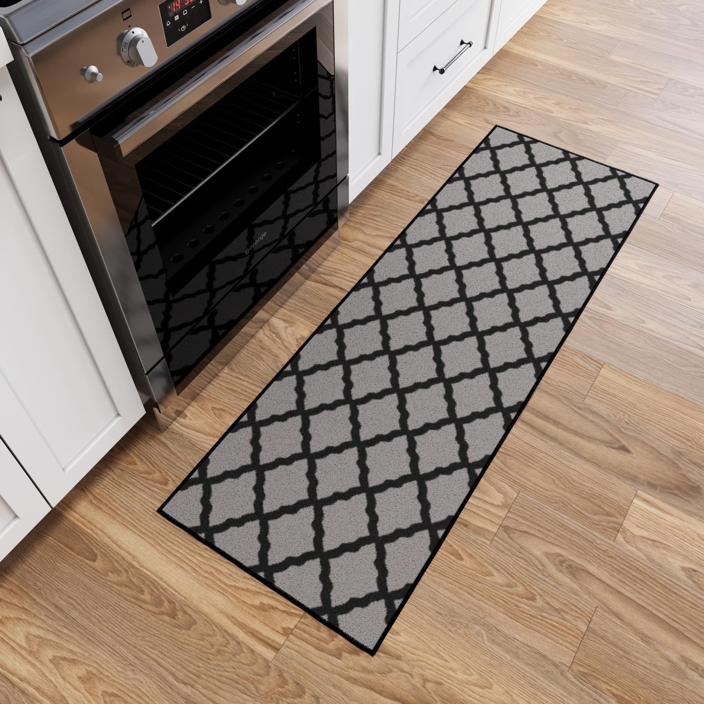 Ottomanson Hallway Runner Rug 20" x 59" Non Slip Trellis Area Rugs Easy to Clean Laundry Rug Runner Durable & Pet Friendly Floor Carpet Runners for Hallways Entryway Living Room Kitchen, Dark Gray