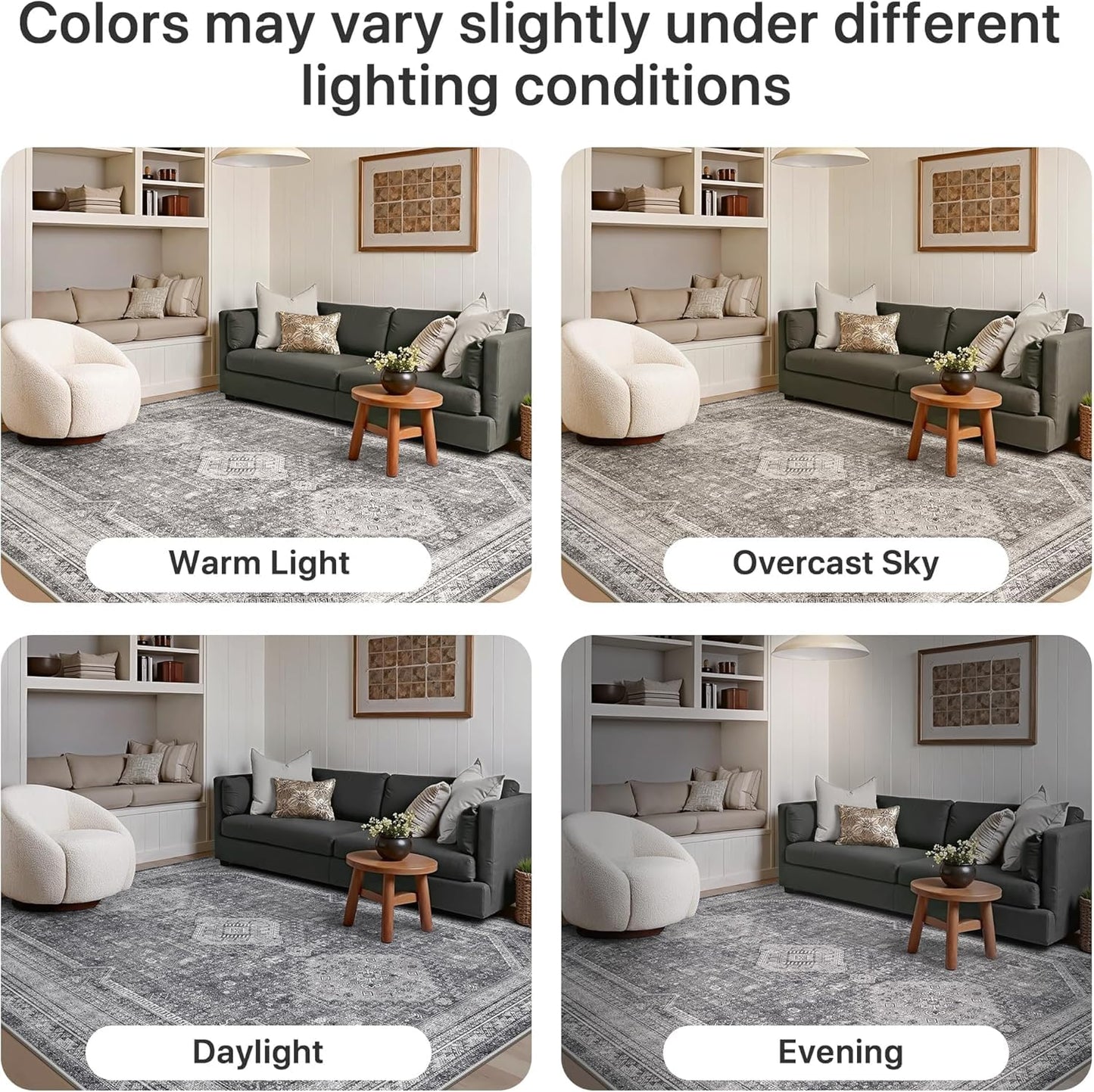 GENIMO 2x5 Non Slip Hallway Runner Rug, Machine Washable, Thin & Low Pile Lightweight for Kitchen, Laundry, Entryway, Bedroom & Living Room, Gray