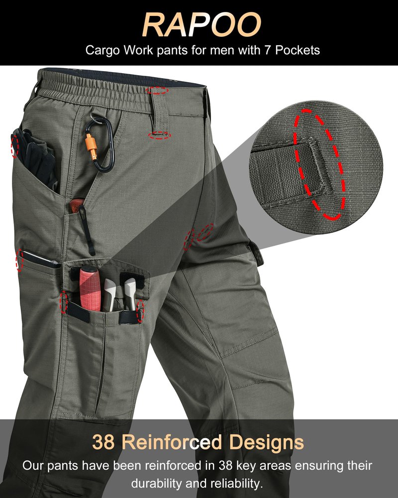 Rapoo Tactical Pants for Men Cargo Hiking Working Hunting Pants for Men Mens Outdoor Pants Green 34Wx30L