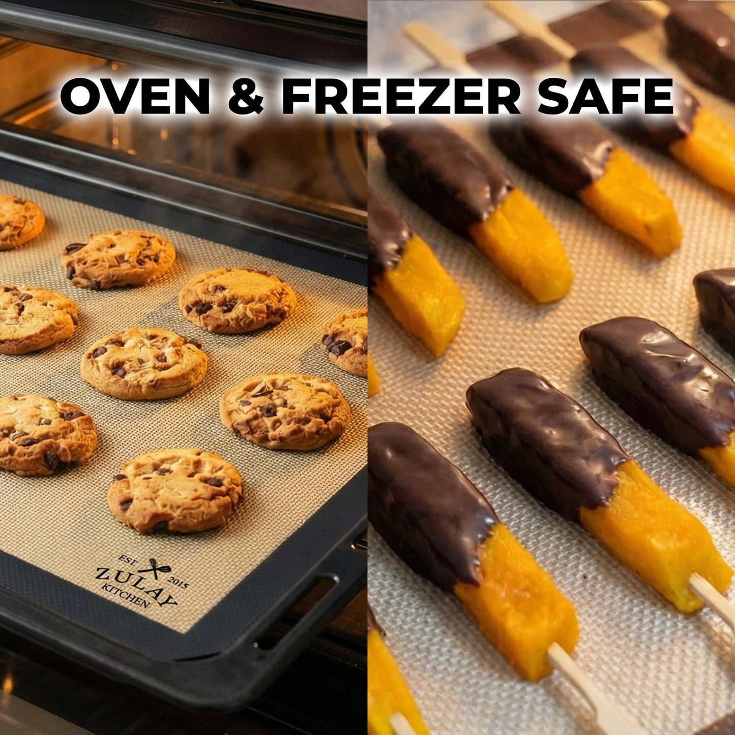 Zulay Kitchen Silicone Baking Mat 2 Pack – 16.5"×11.6" BPA-Free Reusable Baking Sheet, Heat Resistant 480°F – Non-Slip Border, Perfect for Cookies, Bread, Pastries & Oven Use - (Dark Gray)