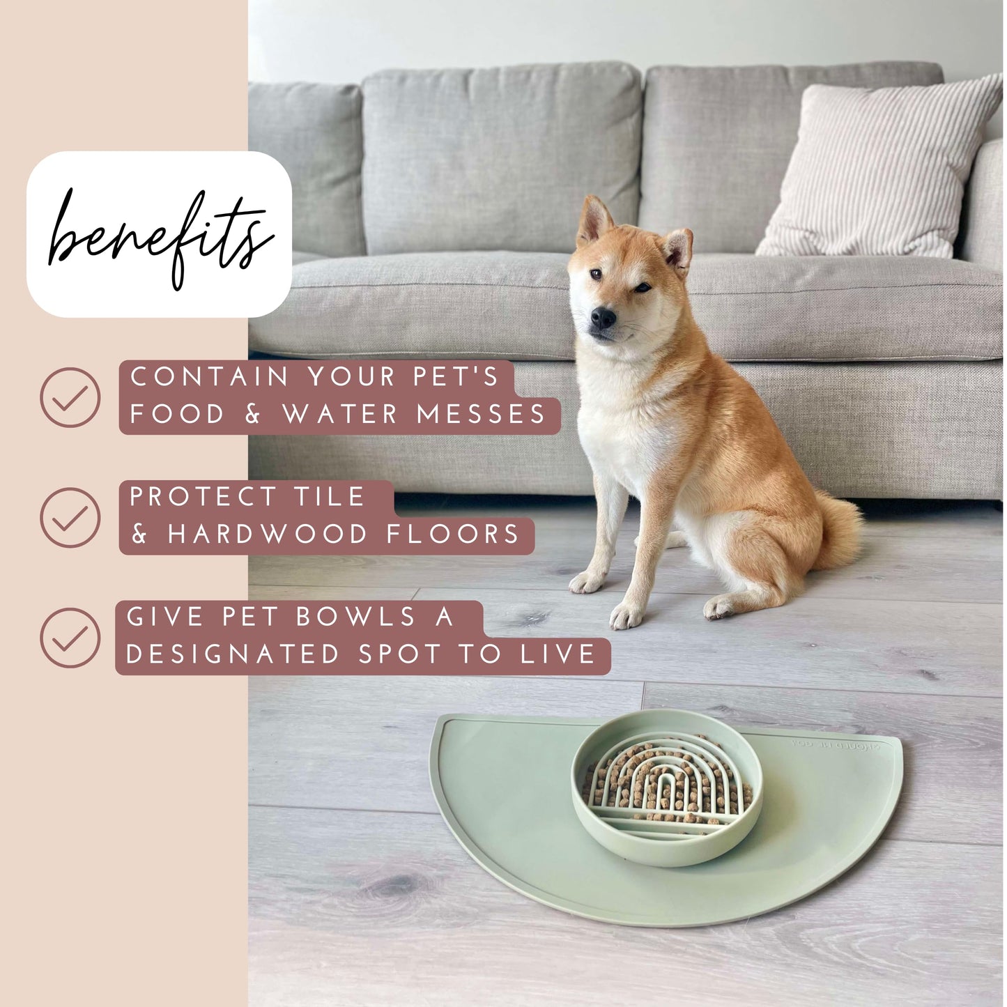 Should We Go? Waterproof Silicone Dog Food Mat – Medium Size Non-Slip Pet Bowl Mat, Raised Edge Design, Easy-to-Clean Pet Food Placemat for Dog & Cat Bowls, 21" Across x 10.5" Deep - Ocean Blue