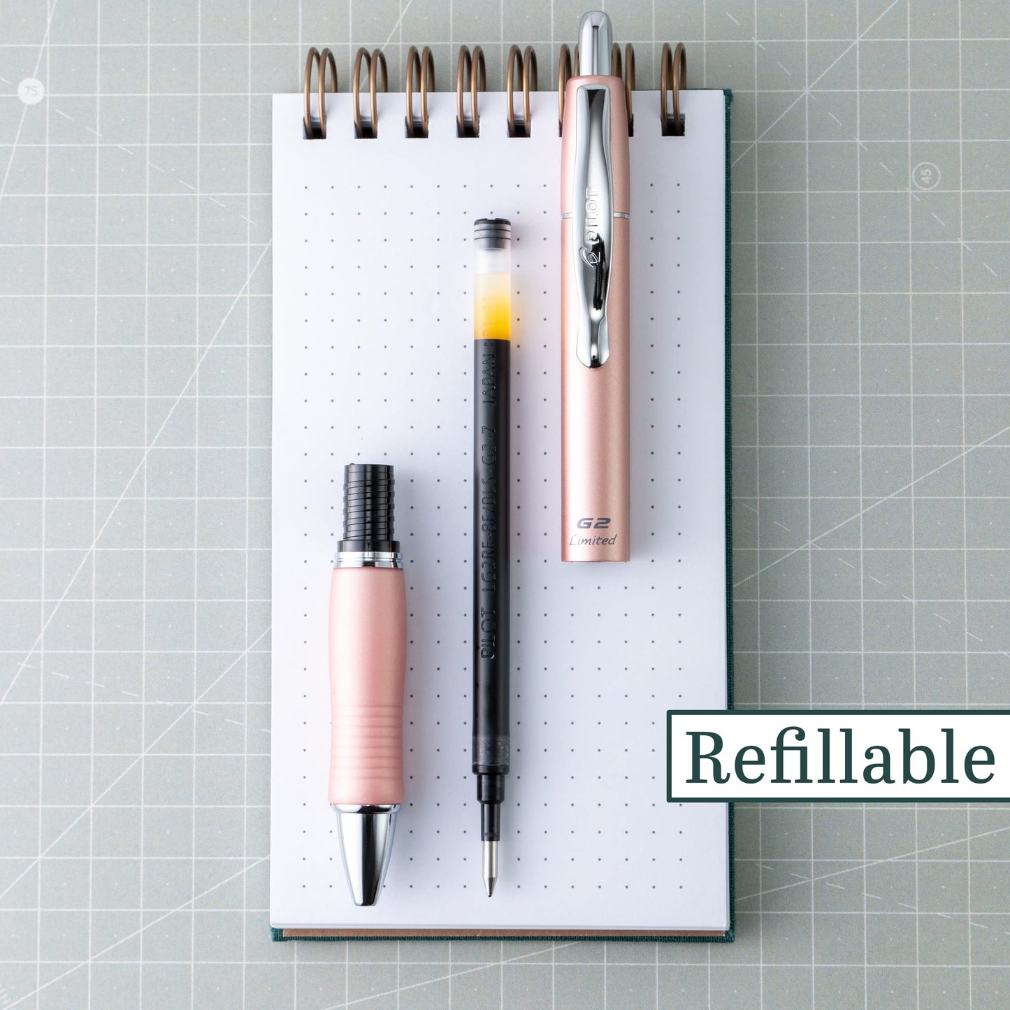 Pilot, G2 Limited Premium Gel Roller Pen, Fine Point 0.7 mm, Rose Gold Barrel, Black Ink