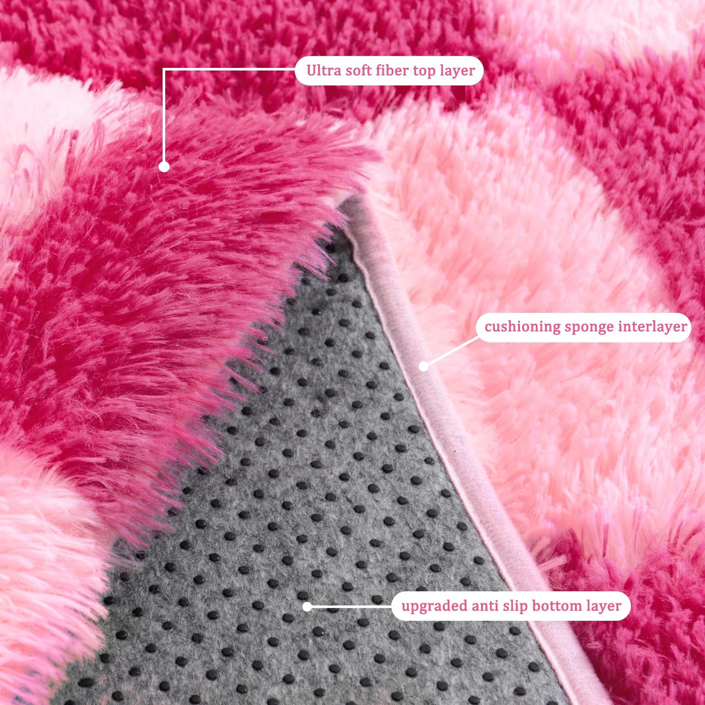 Quntue Checkered Rugs for Bedroom, 4x6 Ultra Fluffy Fuzzy Shag Area Rug for Living Room, Modern Plush Soft Upgrade Non-Slip Carpet for Girls and Kids Room Dorm Nursery Home Decor, Pink and Hot Pink