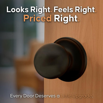 Copper Creek Dummy Interior Door Knob – ANSI Grade-3 Certified, Modern Heavy Duty Handle, Easy Install and Reversible for French Doors & Closets, Non Turning – Tuscan Bronze (1 Pack)