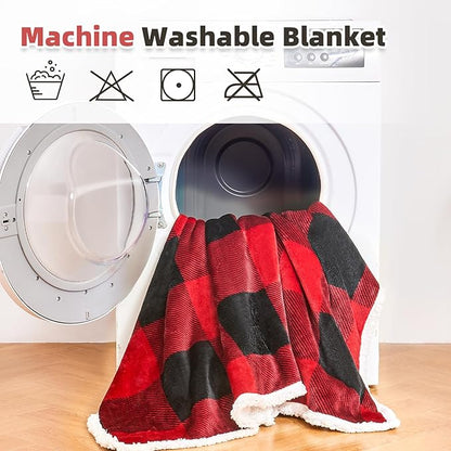 IFNOW Sherpa Wearable Blanket with Sleeves for Women Men Adults, Cozy Wearable Blanket with Arm and Pocket, Warm Full Body TV Wrap Throw blanket, Soft Robe Blanket as Gifts for Mom Wife, Plaid