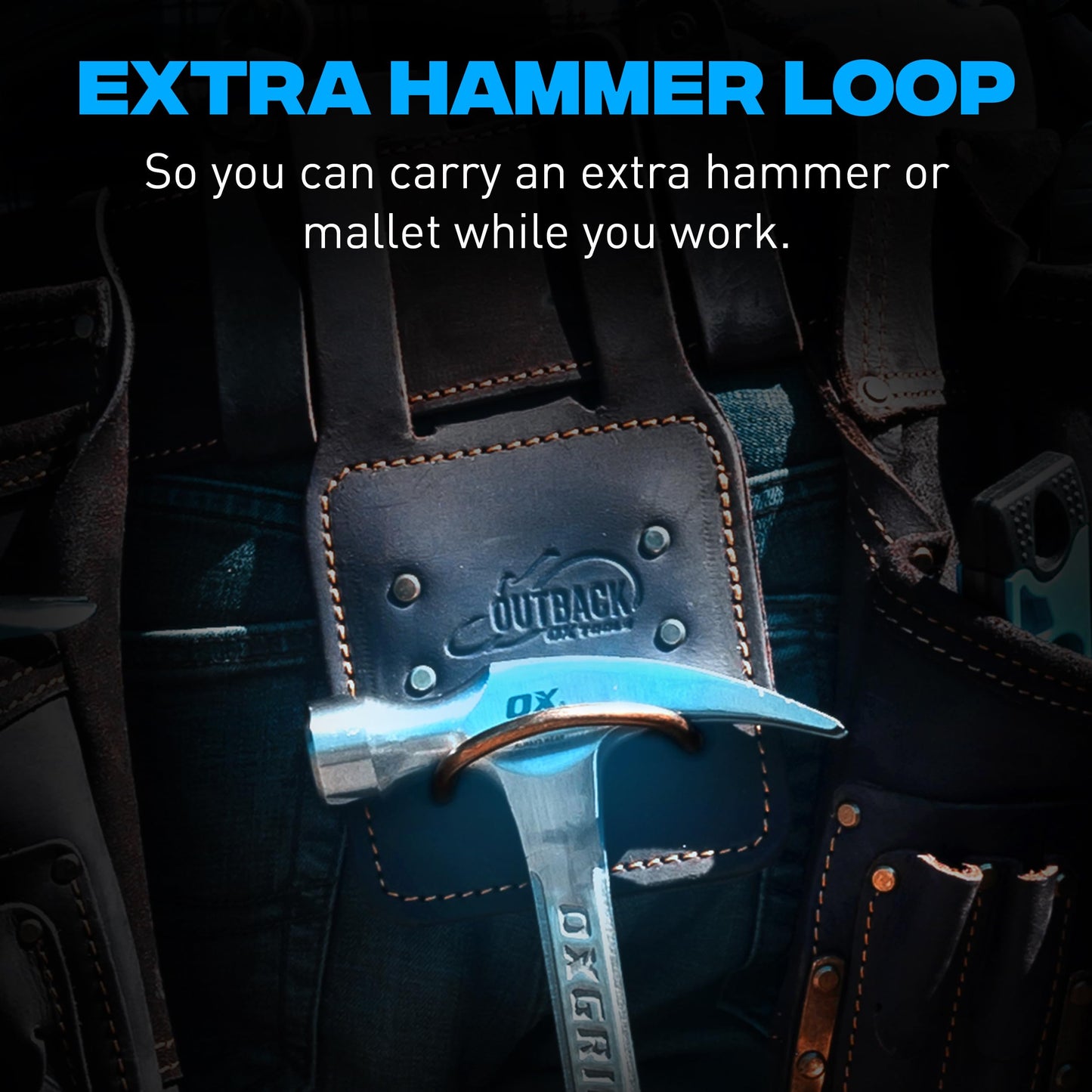 OX Pro Oil‑Tanned Leather Carpenter Tool Belt with Padded Suspenders & Dual Hammer Loops