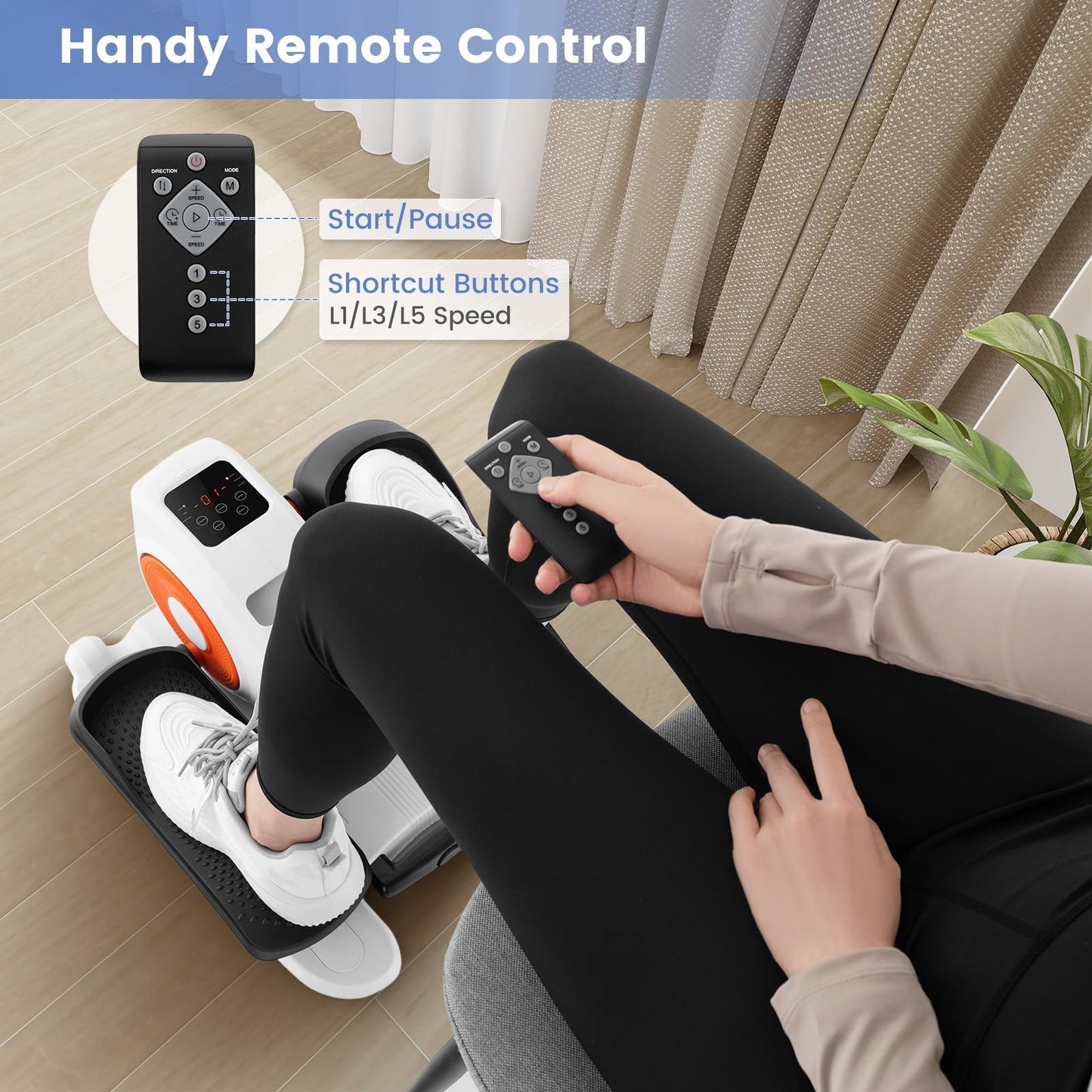 Goplus Under Desk Elliptical Machine, Electric Seated Pedal Exerciser with LED Display Monitor, Remote Control, Portable Fully Assembled Ellipse Leg Exerciser for Seniors Adults Home Office (Black)