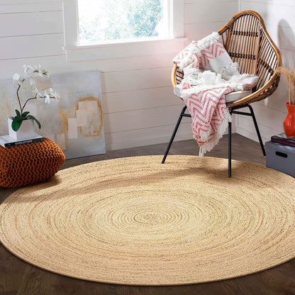 KEMA Natural 3ft Jute Braided Round Area Rug,Handmade Reversible Boho Farmhouse Rug, Rustic Vintage Handwoven Carpet for Living Room, Bedroom, Entryway