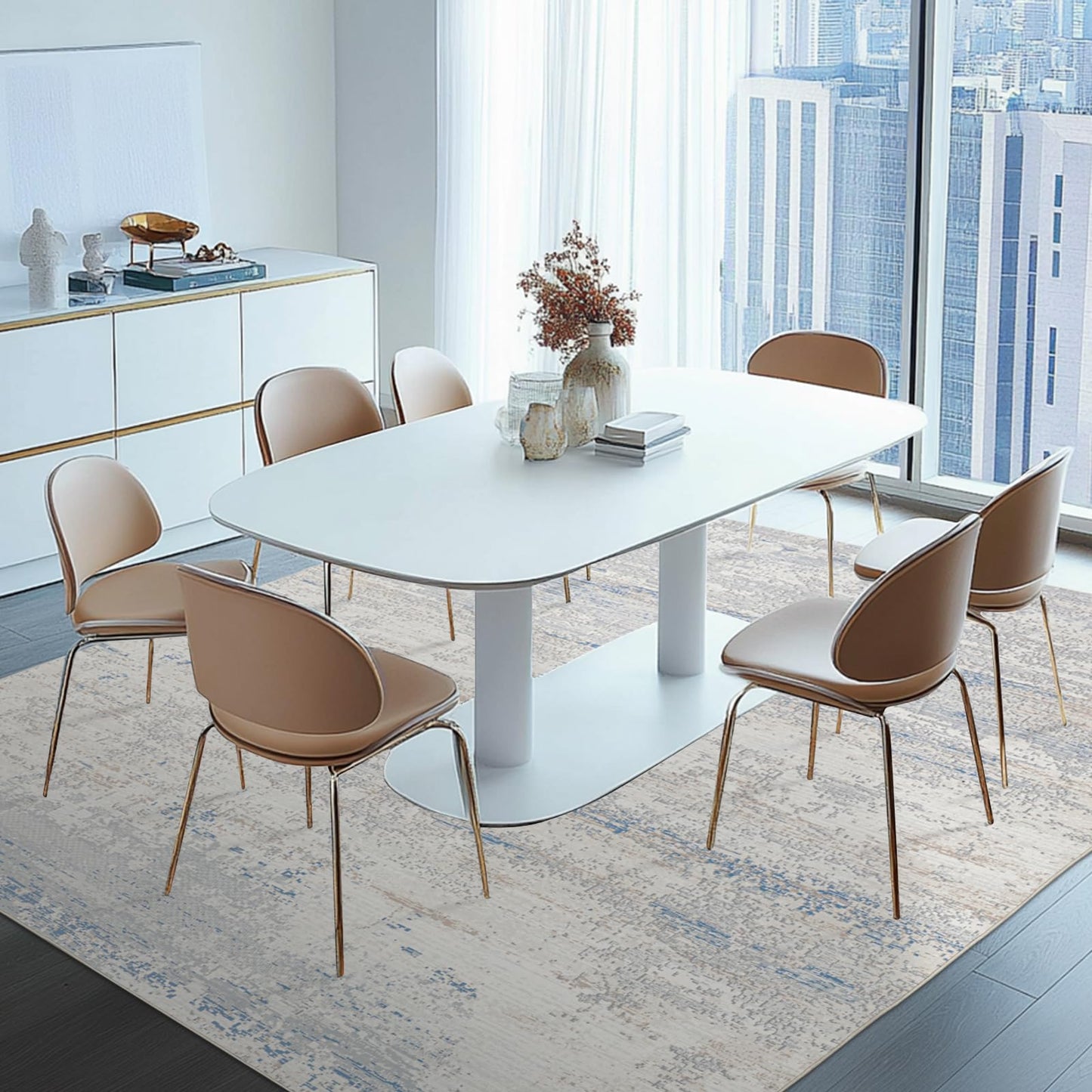 Lbris Washable Rug 6x9 Area Rugs for Living Room- Modern Abstract Rugs for Bedroom,Dining Room, Large Soft Low Pile Carpet with Non Slip Rubber Backing,Neutral Accent Rug for Nursery Home Office