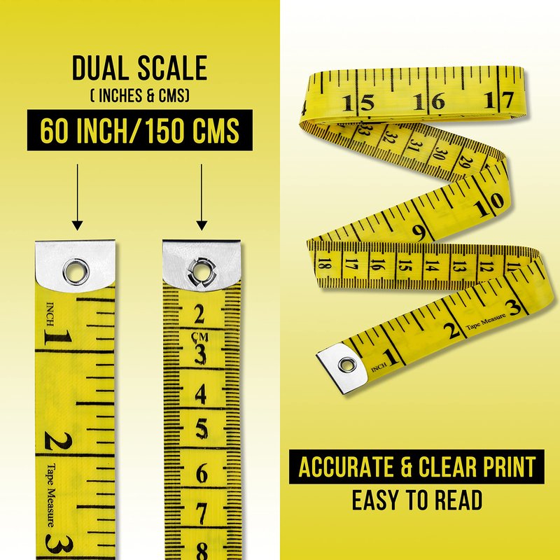 Pack of 2 Fabric Tape Measure, Measuring Tape for Body |Soft Measuring Tape for Sewing Cloth & Weight Loss Medical Body Measurement Nursing Craft 60 inch,150 cm