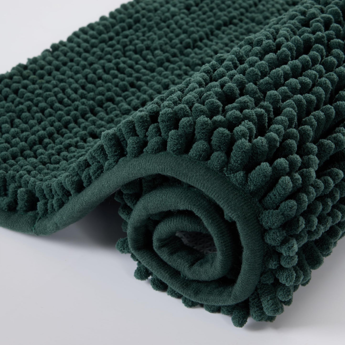 watthourhome Chenille Bathroom Rug 24"x16" Extra Soft Absorbent Quick Dry Machine Washable Non-Slip Bath Mat for Tub Shower and Bathroom Floor Plush Shaggy Home Decor, Green