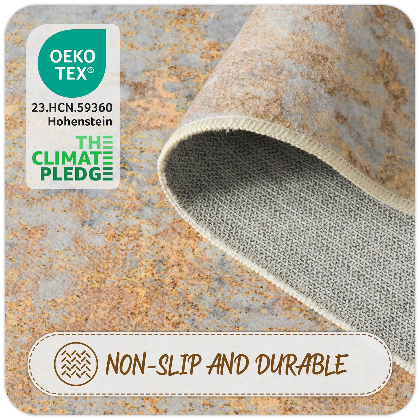 Entryway Rug 2x3 Beige Gold Door Mat Indoor Entrance 24x36, Washable Small Throw Rugs for Kitchen Floor, Entry, Front Door, Bedroom Bedside, Non-Slip Low Pile Stain & Fade Resistant, Abstract