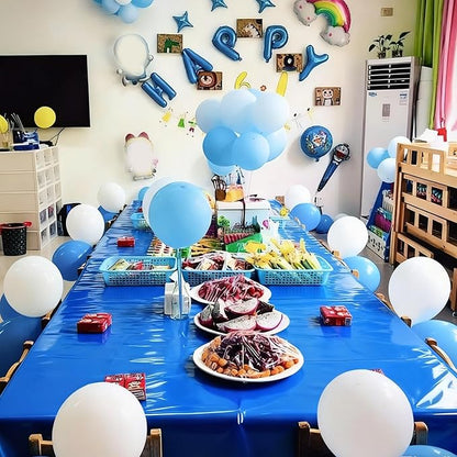 6 Packs Royal Blue Disposable Tablecloth Plastic Waterproof Tablecloths 54 x 108 Inch Rectangle Table Cover for Birthday Parties,Anniversary,Graduation Party,Camping,Outdoor Picnic